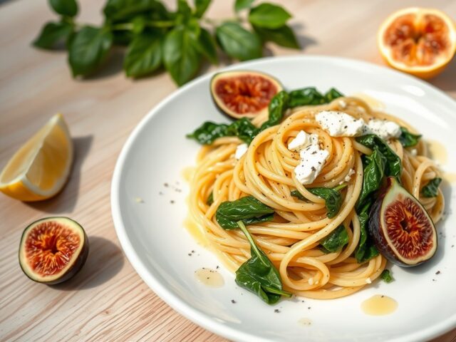 Pasta met ricotta en vijgen