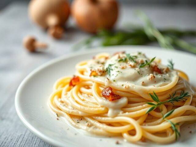 Pasta met roomsaus — AI-gegenereerde illustratie