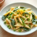 Pasta met Spinazie-Doperwten-Citroen
