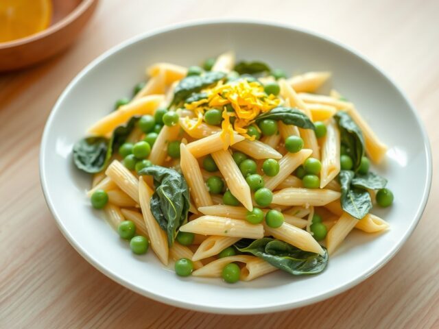 Pasta met Spinazie-Doperwten-Citroen