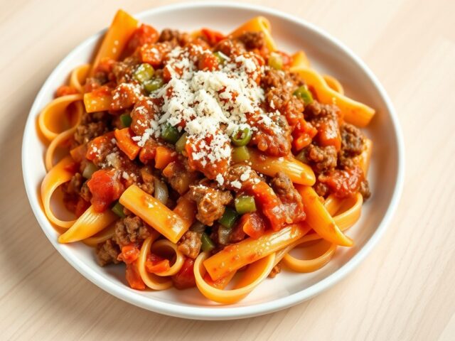 Pasta met tomatensaus en gehakt