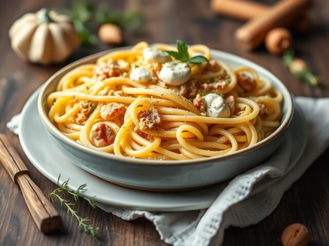 Pasta met tuinbonen — AI-gegenereerde illustratie