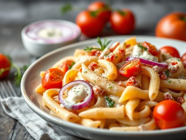 Pasta met varkenshaas en roomsaus