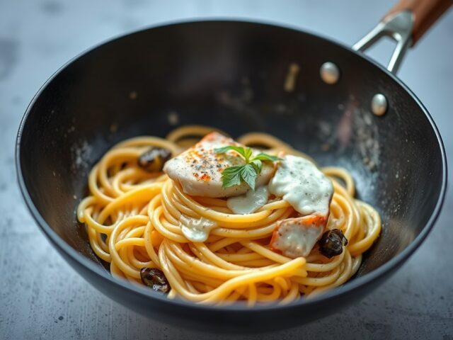Pasta met vis — AI-gegenereerde illustratie