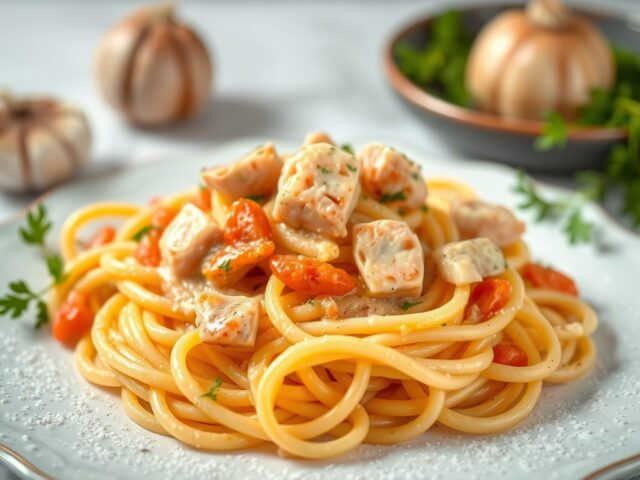 Pasta met vissaus