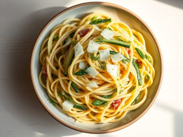Pasta met voorjaarsgroenten