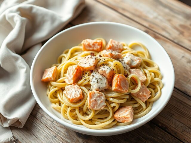 Pasta met zalm