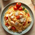 Pasta met zalm, chilliberry en tomaatjes