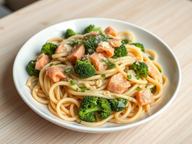 Pasta met zalm en broccoli
