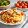Pasta met zalm en tomaten