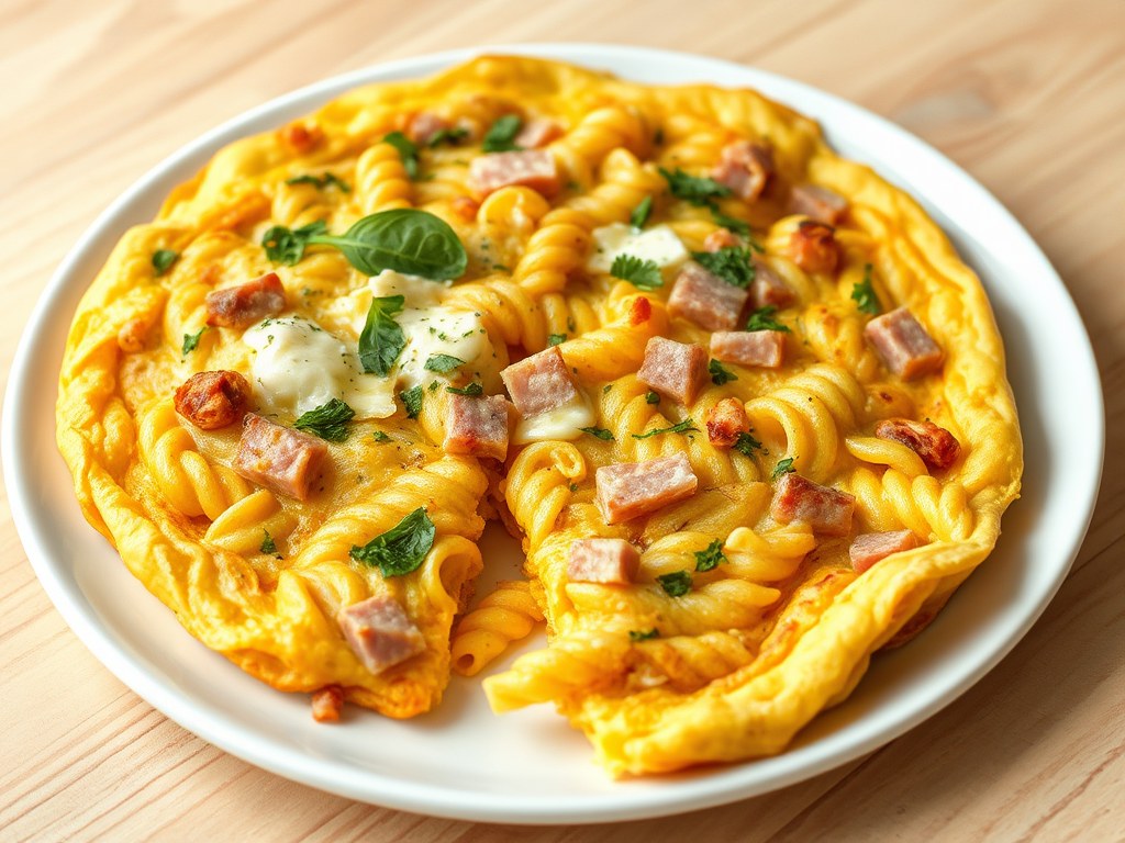 Pasta omelet, AI-gegenereerde illustratie