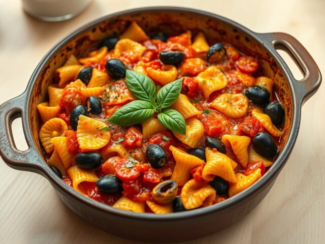 Pasta-ovenschotel met pizzasaus
