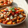 Pastabuisjes met aubergines