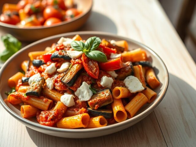 Pastabuisjes met aubergines