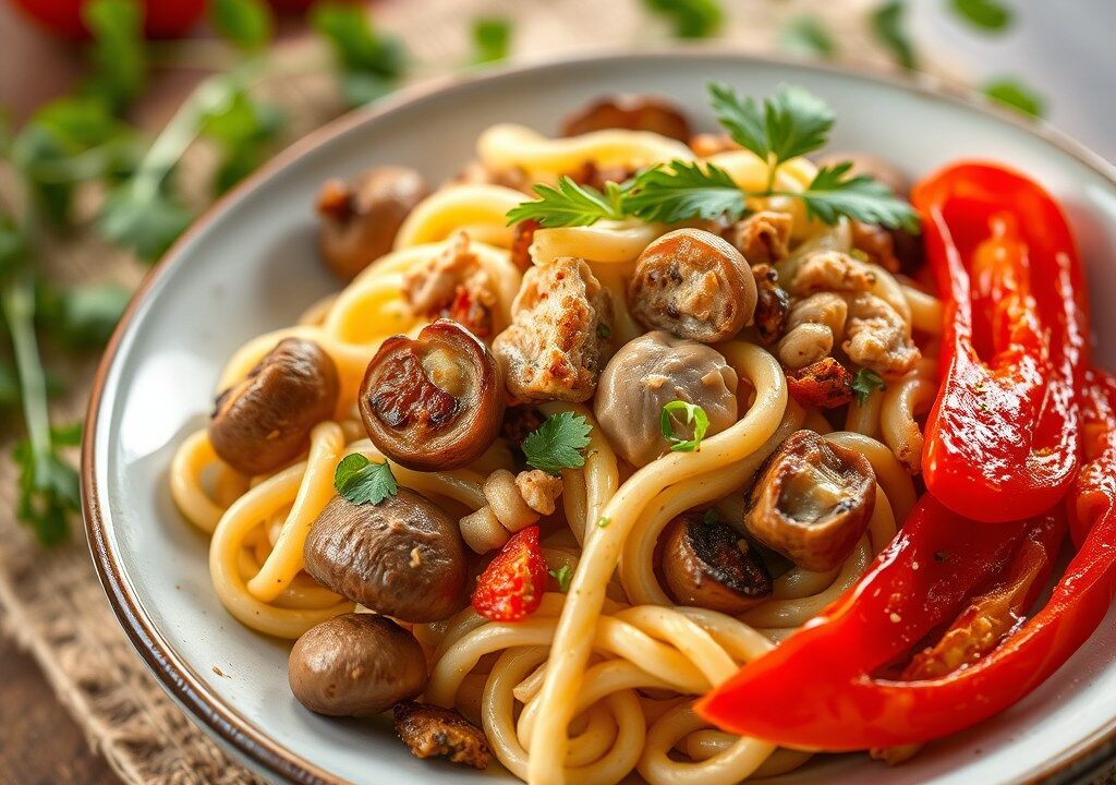 Pastasalade, AI-gegenereerde illustratie