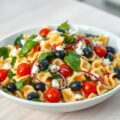 Pastasalade met feta en spinazie