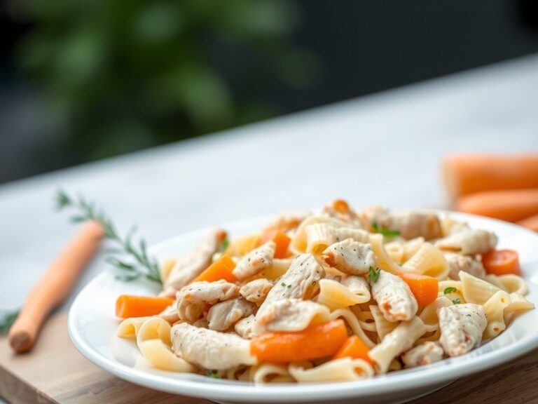 Pastasalade met gerookte kip