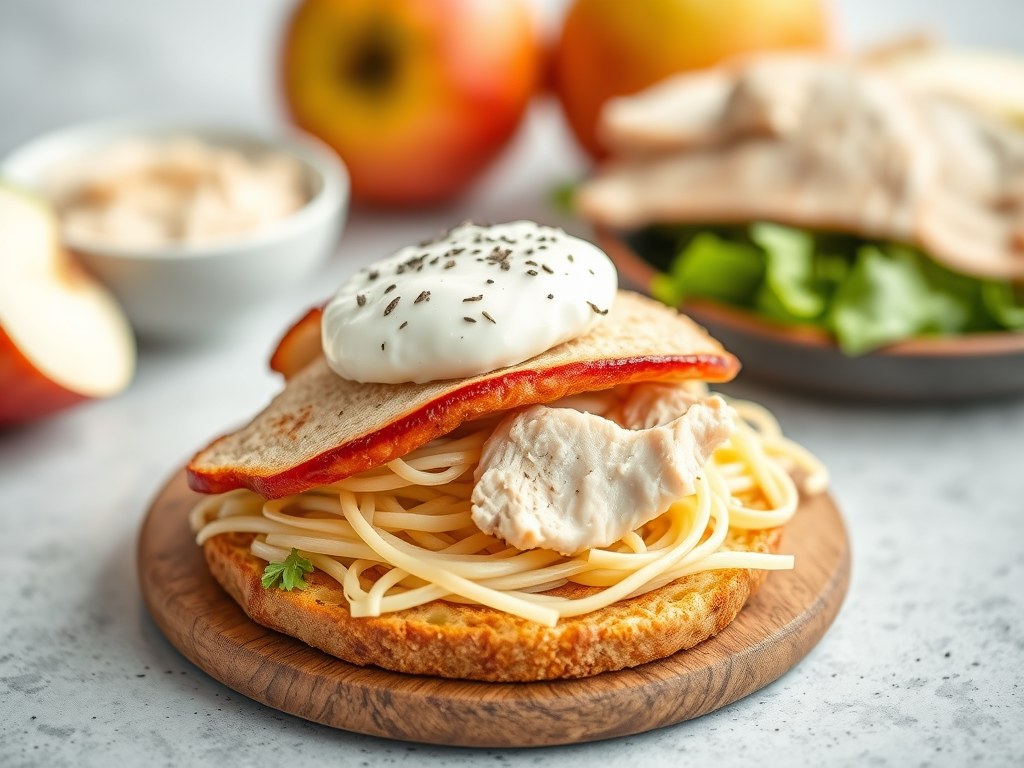 Pastasalade met gerookte kip van Elsbeth, AI-gegenereerde illustratie