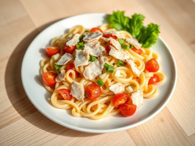 Pastasalade met palingfilet