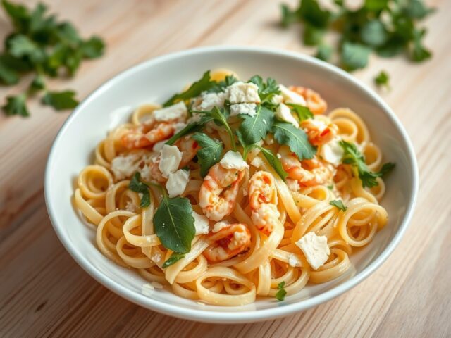 Pastasalade met pecorino, rivierkreeft en truffel