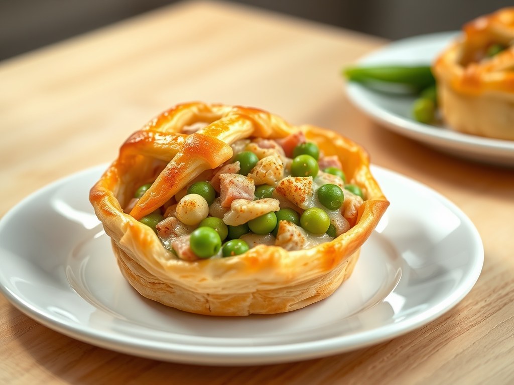 pasteitje met hamragout, AI-gegenereerde illustratie