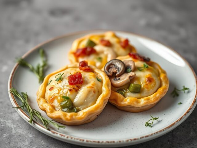 Pasteitjes met prei en champignons