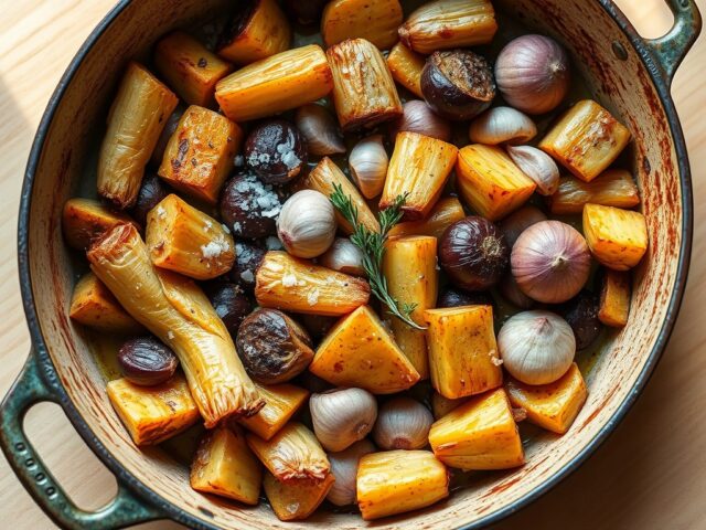 Pastinaak en aardperen in de oven