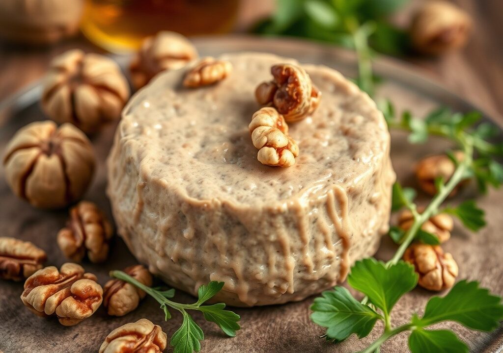 Paté met walnoten en pruimen, AI-gegenereerde illustratie