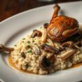 Patrijs met risotto van boschampignons