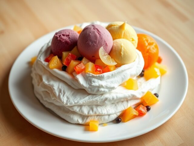 Pavlova met sorbetijs