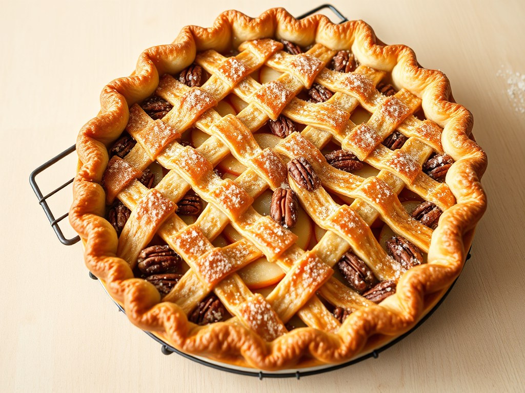 Pecan-apple pie, AI-gegenereerde illustratie