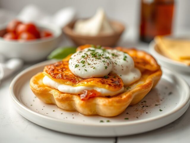 Peertje gegratineerd met mozzarella — AI-gegenereerde illustratie
