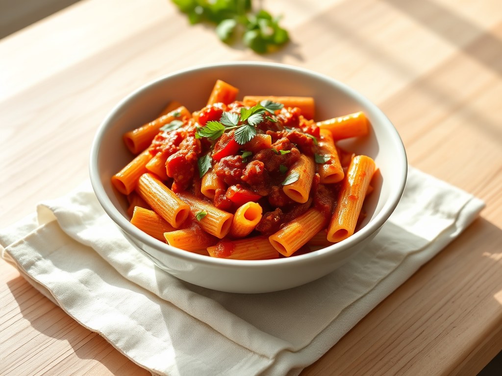 Penne all arrabbiata, AI-gegenereerde illustratie