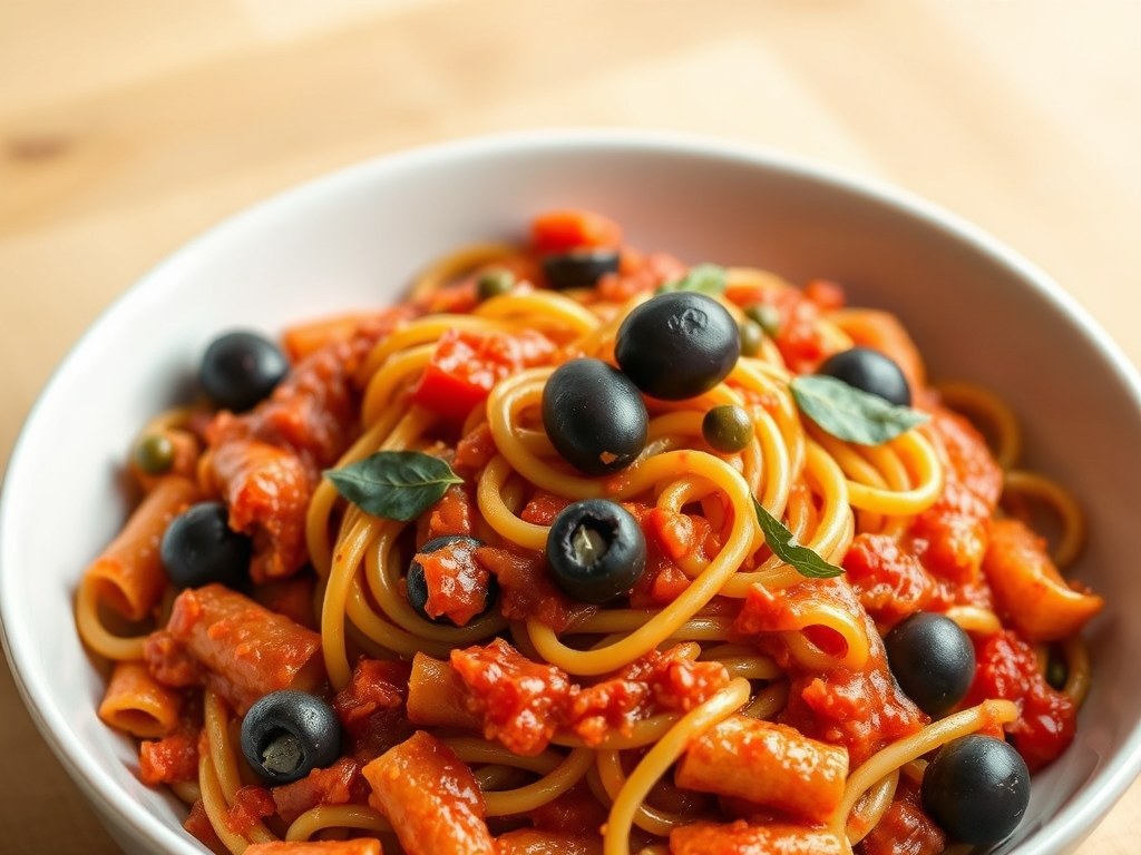 Penne alla puttanesca, AI-gegenereerde illustratie
