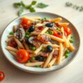 Penne boscaiola met cherrytomaatjes en champignons