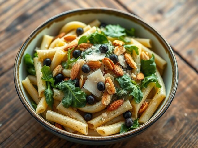 Penne met amandelpesto