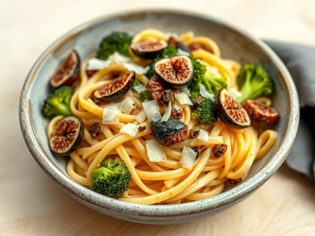 Penne met broccoli, vijgen en provolone
