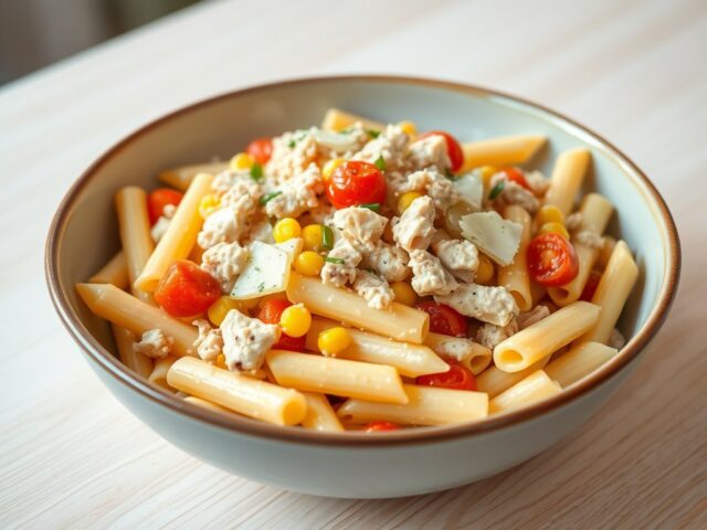 Penne met maïs en tonijn