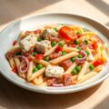 Penne met prosciutto en kabeljauw