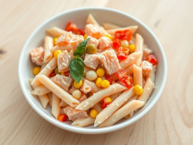 Pennesalade met gerookte zalm