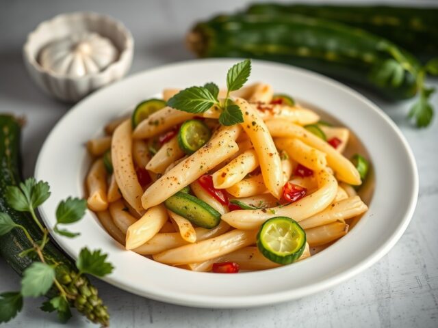Pennette met courgette (Pennette con zucchine) — AI-gegenereerde illustratie