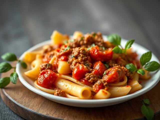 Pennette met tomatensaus — AI-gegenereerde illustratie