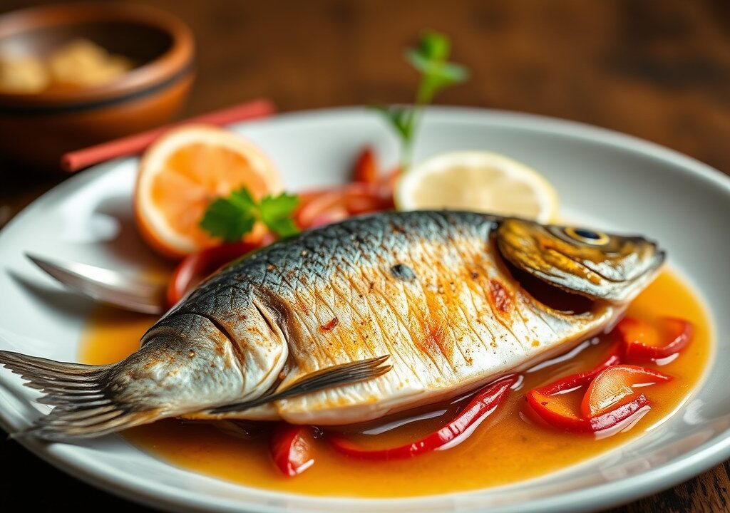 Pepesan Ikan (vis gerecht), AI-gegenereerde illustratie