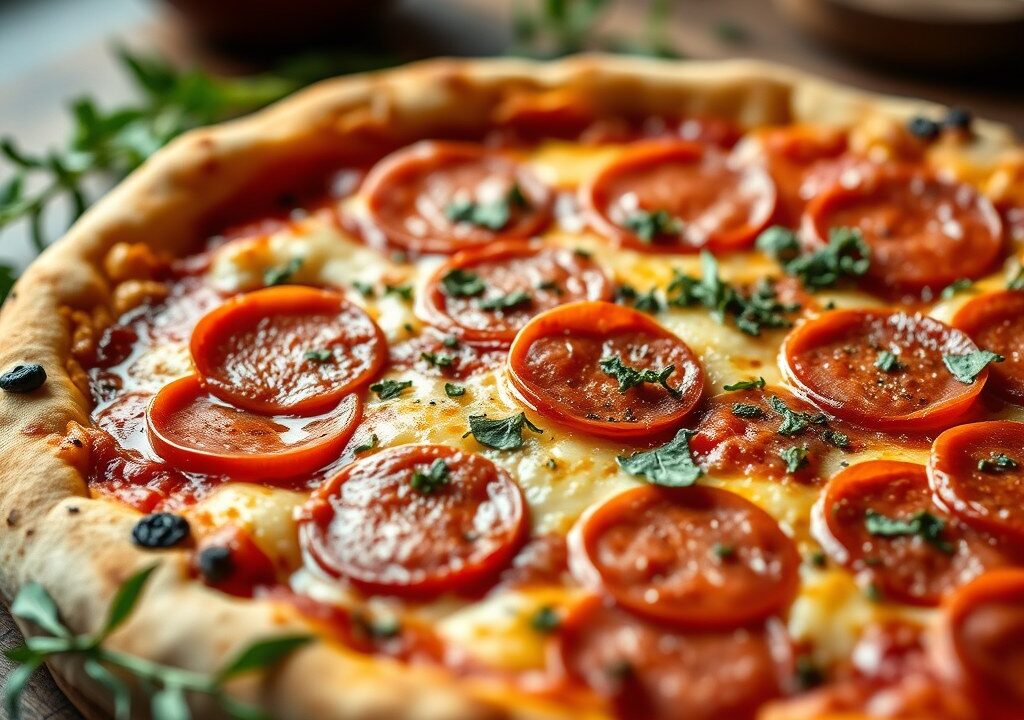 Pepperoni pizza — AI-gegenereerde illustratie