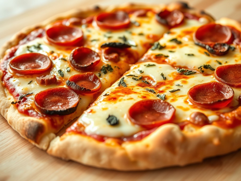 Pepperoni pizza, AI-gegenereerde illustratie