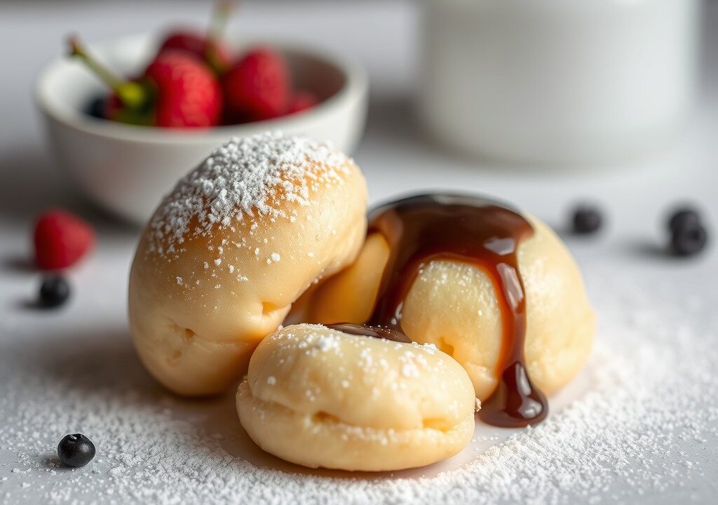 Peren met chocoladesaus — AI-gegenereerde illustratie