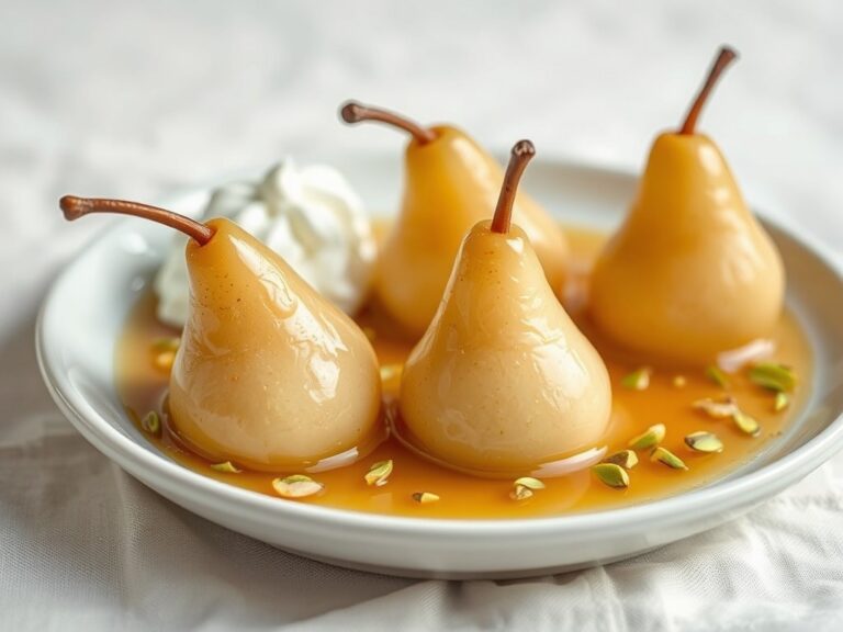 Peren met honing en pistaches