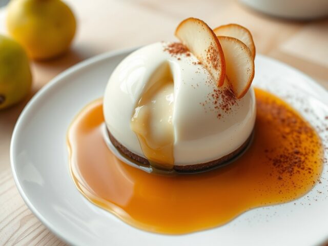 Perenbavarois met karamelsaus