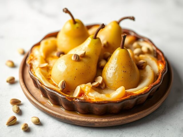 Perengratin met pistache noten