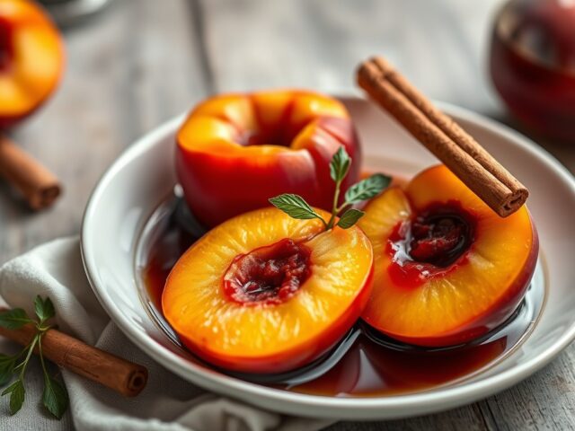 Perziken in Marsala met mascarponeroom
